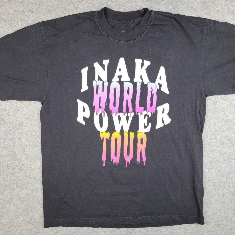Inaka Power Shirt Mens Medium Black World Power Tour Graphic Tee Tagless Cities‎